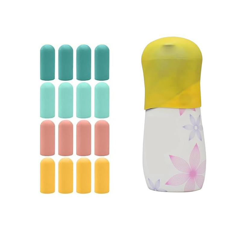 1 Set of 16 Silicone Bottle Covers Travel Essentials for Women Men, Beach Vacation Essentials, Travel Size Toiletries Accessories, Cruise Ship Essentials, Must Haves, Leak Proofing