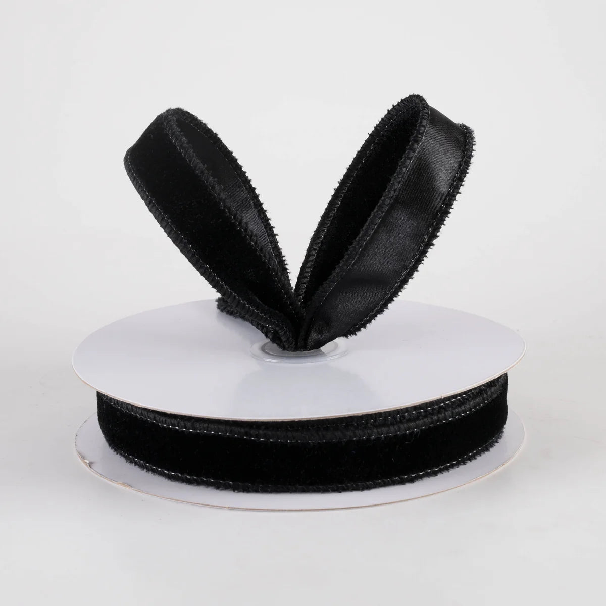 7/8" Deluxe Velvet Satin Backing Ribbon: Black (10 Yards)
