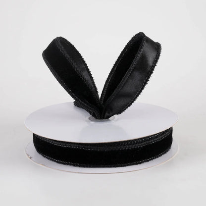 7/8" Deluxe Velvet Satin Backing Ribbon: Black (10 Yards)