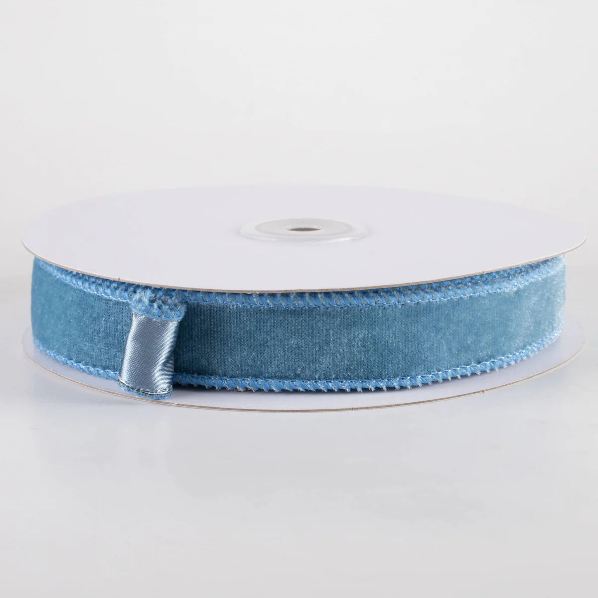 7/8" Deluxe Velvet Satin Backing Ribbon: Smoke Blue (10 Yards)