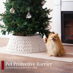 28In Woven Christmas Tree Collar, Chunky Cotton Rope Weave Skirt Basket - Elegant Beige Tree Base Cover for 6Ft 7.5Ft 9Ft Artificial Trees - Holiday Decoration, Natural & Stable