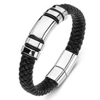 Classic Multilayer Leather Bracelet Men Hand Jewelry Gift Handsome Business Bracelet with Metal Magnetic Clasp