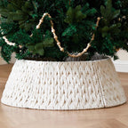 28In Woven Christmas Tree Collar, Chunky Cotton Rope Weave Skirt Basket - Elegant Beige Tree Base Cover for 6Ft 7.5Ft 9Ft Artificial Trees - Holiday Decoration, Natural & Stable