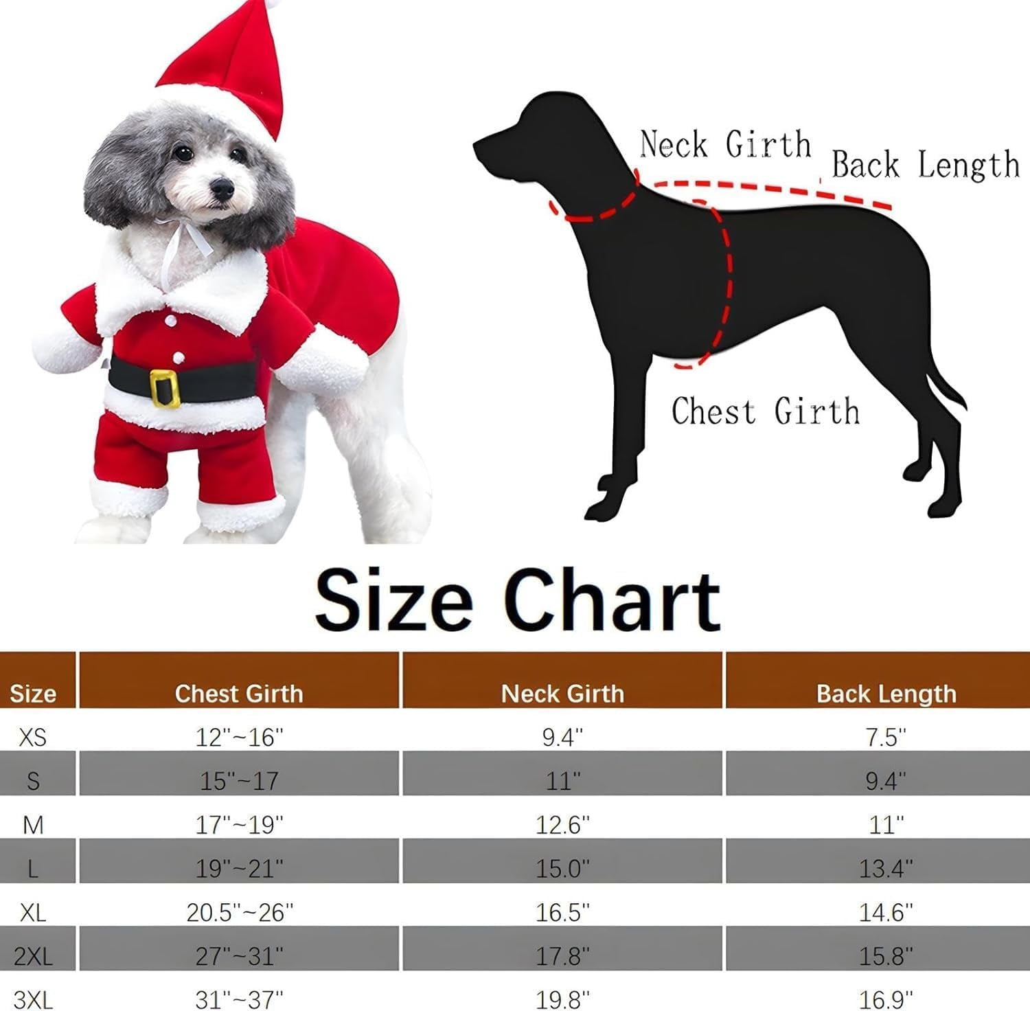 Pet Christmas Costumes Dog Suit with Cap Santa Claus Suit Dog Hoodies Cat Xmas Costumes (Red, S)