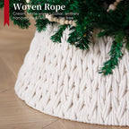 28In Woven Christmas Tree Collar, Chunky Cotton Rope Weave Skirt Basket - Elegant Beige Tree Base Cover for 6Ft 7.5Ft 9Ft Artificial Trees - Holiday Decoration, Natural & Stable