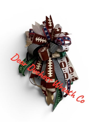 Game Day Glam Bow - handcrafted football bow with layered designer ribbons