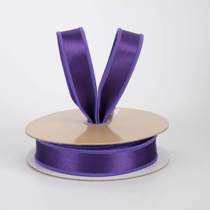 7/8" Double Sided Fused Satin Ribbon: Purple (10 Yards)