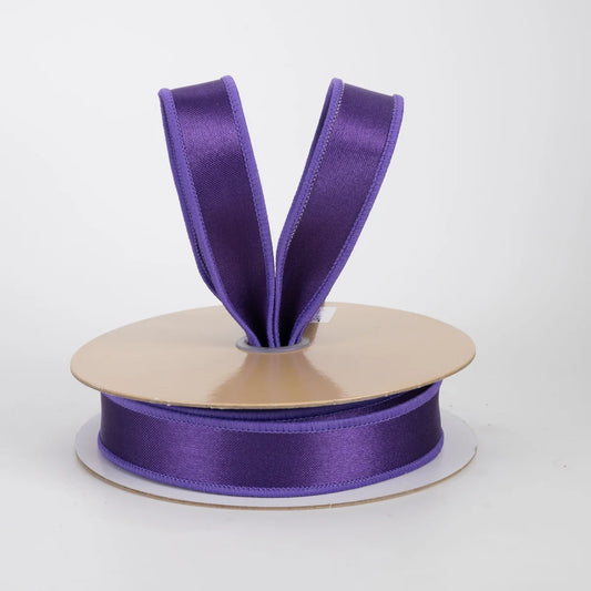 7/8" Double Sided Fused Satin Ribbon: Purple (10 Yards)