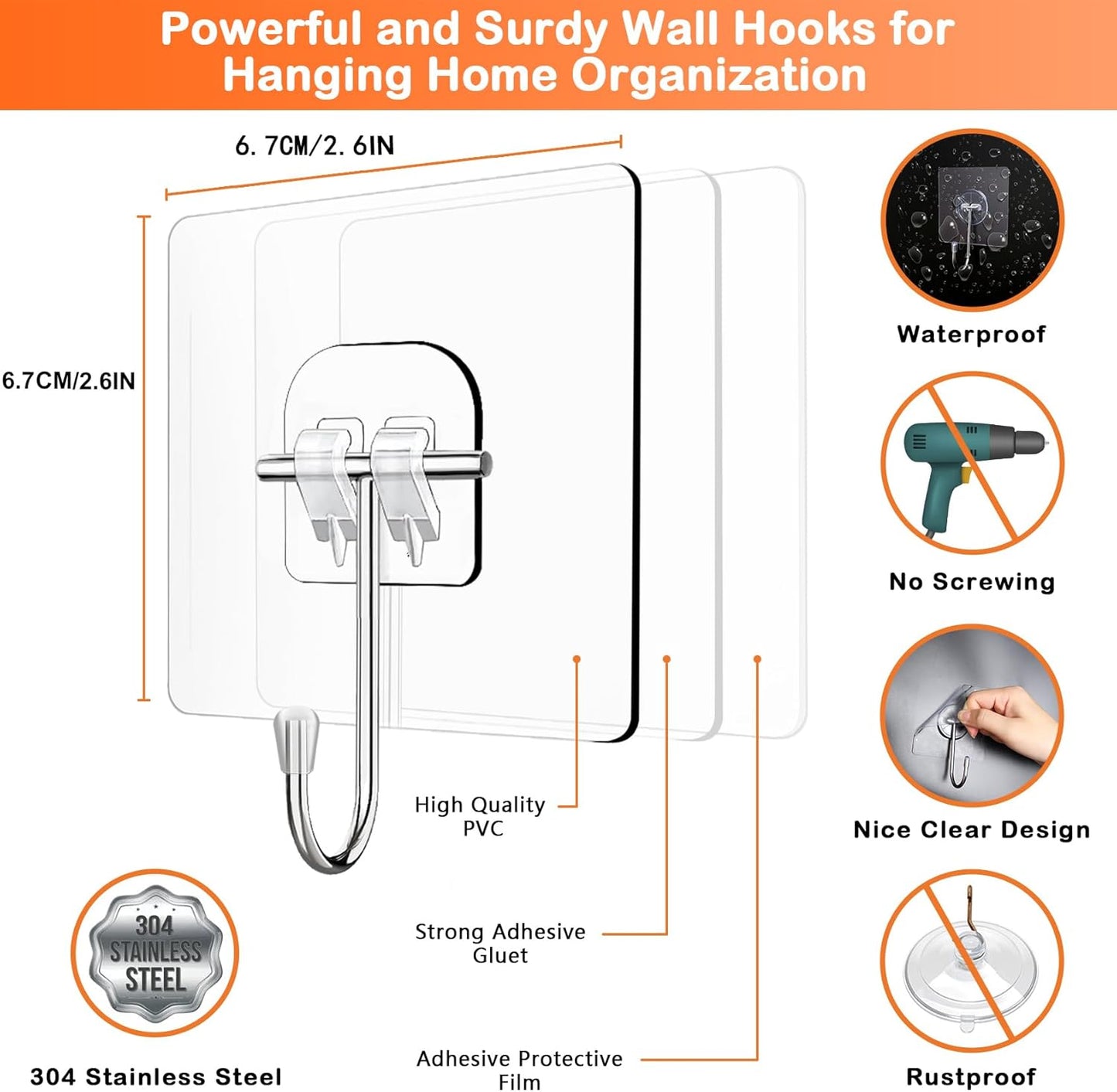 Heavy-Duty Clear Wreath Hanger for Front Doors & Smooth Surfaces ✨